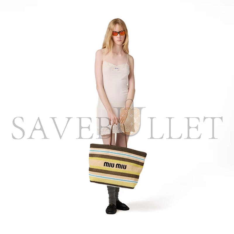 M1v M1v raffia-effect woven tote bag 5bg228 (40*34*16cm)